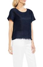 Women's Vince Camuto Frayed Edge Linen Tee - Blue