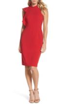 Women's Adrianna Papell Ruffle Crepe Halter Dress - Red