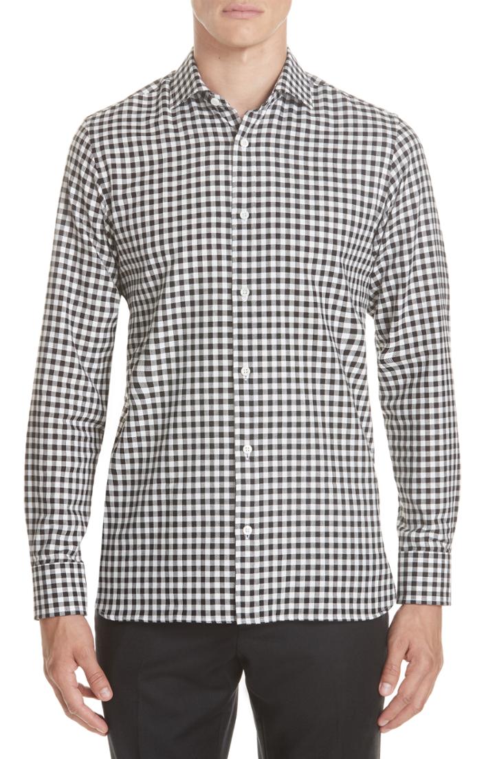 Men's Z Zegna Trim Fit Check Dress Shirt