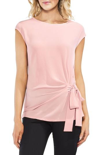 Women's Vince Camuto Side Tie Ruched Stretch Crepe Top - Pink