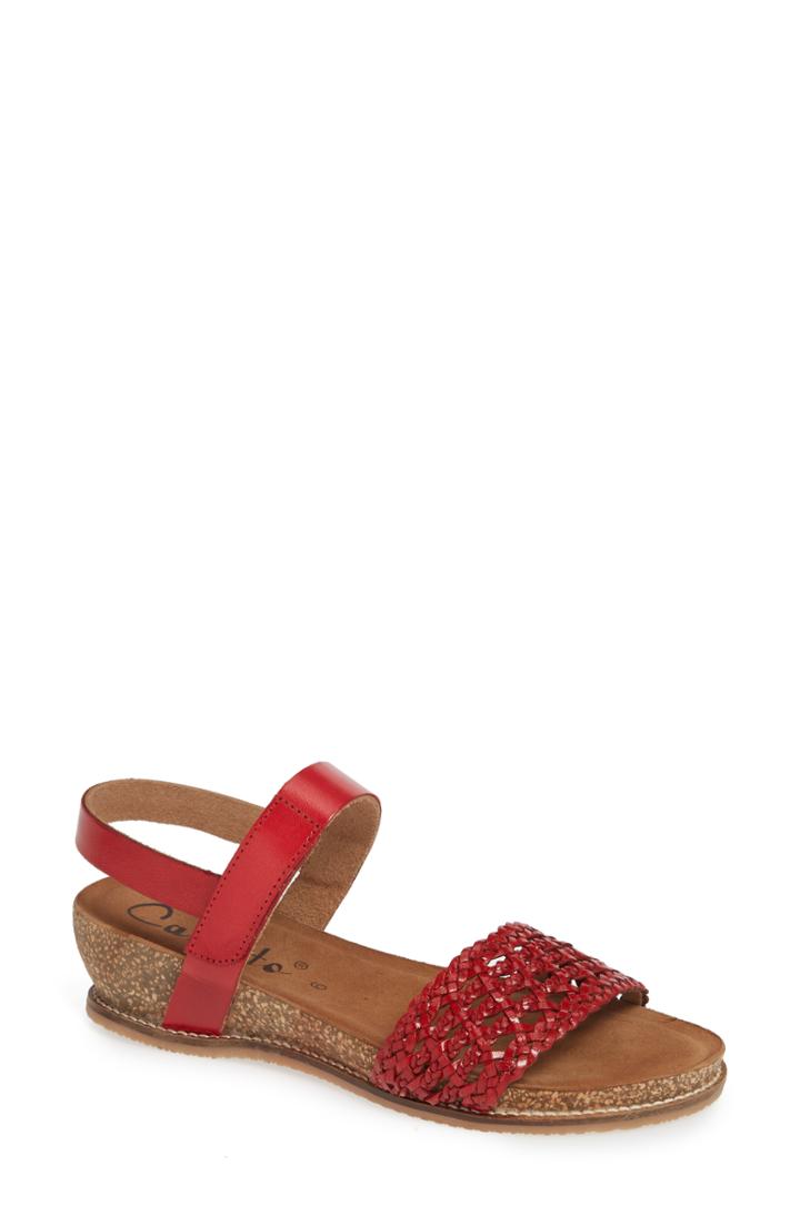 Women's Callisto Thor Woven Wedge Sandal M - Red