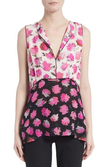 Women's Proenza Schouler Floral Print Silk Georgette Top - Pink