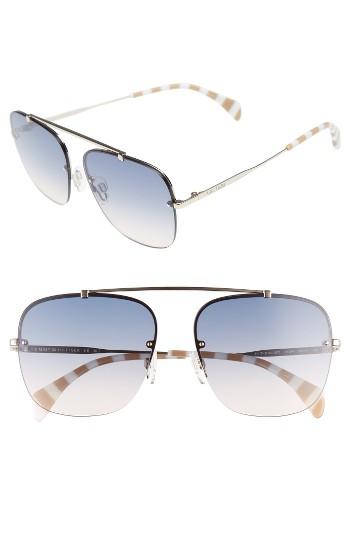 Women's Tommy Hilfiger Gigi 59mm Gradient Lens Brow Bar Navigator Sunglasses - Light Gold/ Blue Gradient