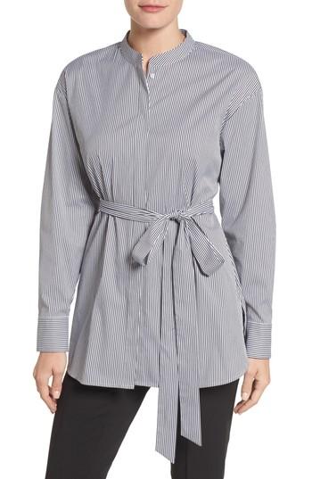 Petite Women's Halogen Belted Poplin Shirt, Size P - White