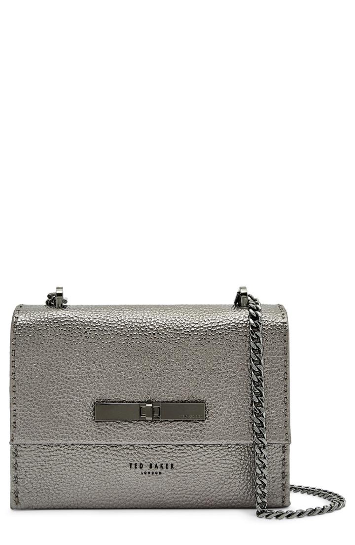 Ted Baker London Mini Juliah Concertina Leather Crossbody Bag - Grey
