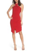Women's Adelyn Rae Halter Asymmetrical Sheath Dress - Red
