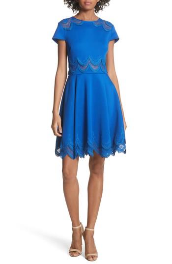 Women's Ted Baker London Embroidered Cap Sleeve Skater Dress