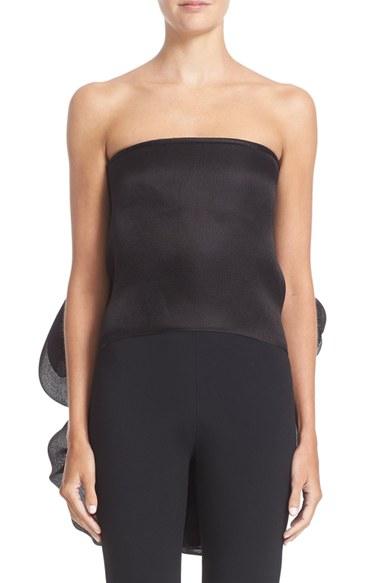 Women's Brandon Maxwell Draped Back Strapless Silk Top