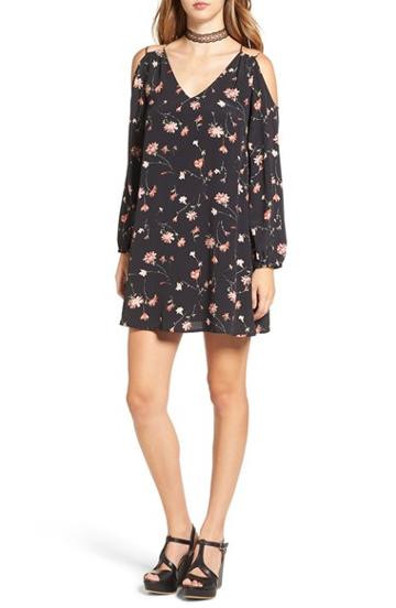 Women's Cream And Sugar Floral Print Cold Shoulder Shift Dress