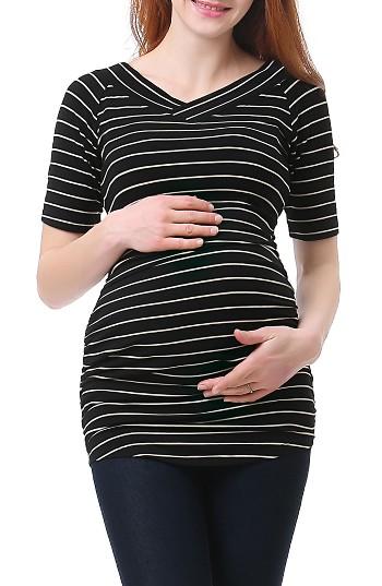 Women's Kimi And Kai Reagan Stripe Ruched Maternity Top
