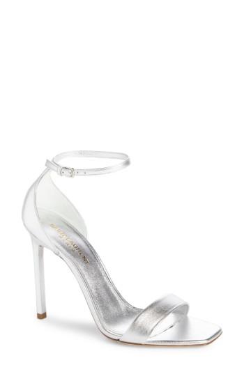 Women's Saint Laurent Amber Ankle Strap Sandal Us / 38eu - Metallic