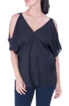 Women's Olian Cold Shoulder Matenity Top - Black