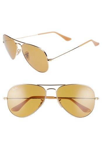 Women's Ray-ban 58mm Photochromic Aviator Sunglasses - Gold Brown