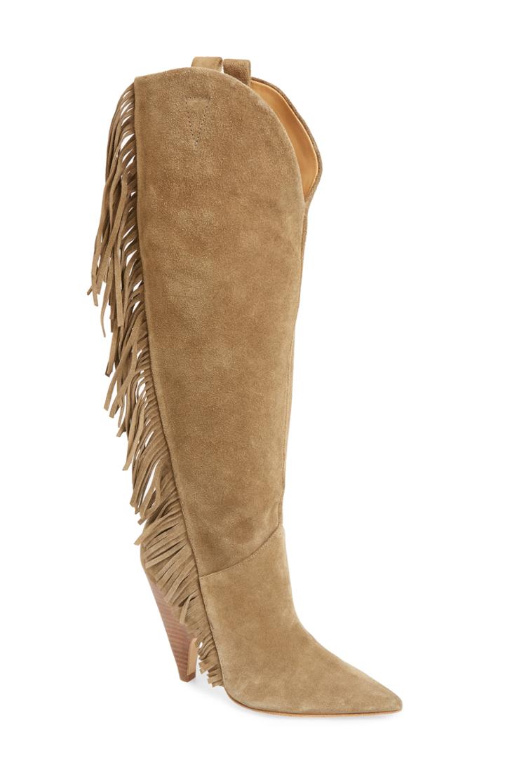 Women's Sigerson Morrison Janey Fringed Knee High Boot .5 Eu - Brown