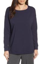Women's Eileen Fisher Jewel Neck Organic Stretch Cotton Tee, Size - Blue