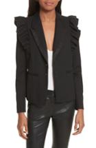 Women's Rebecca Taylor Ruffle Stretch Wool Jacket - Black