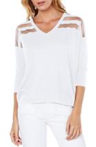 Women's Michael Stars Sheer Stripe Sweater - White