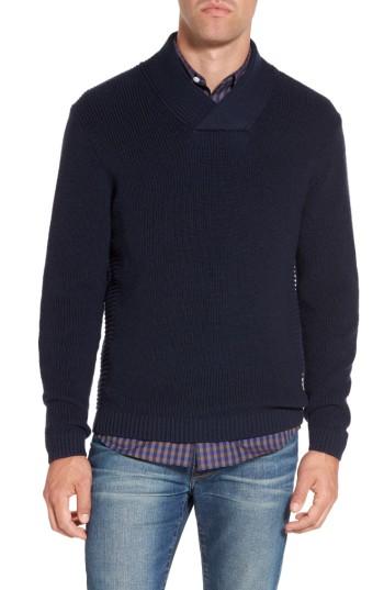 Men's Rodd & Gunn Charlesworth Suede Patch Merino Wool Sweater - Blue