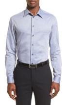 Men's Armani Collezioni Regular Fit Herringbone Sport Shirt - Blue