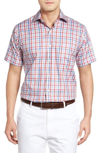 Men's Peter Millar Check Sport Shirt - Red