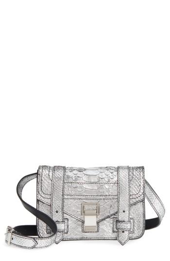 Proenza Schouler Mini Ps1 Snakeskin Embossed Metallic Leather Crossbody Bag - Metallic