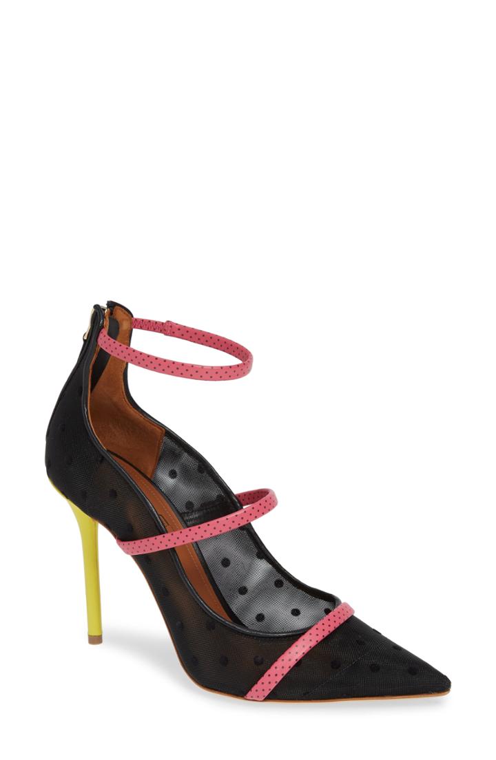 Women's Malone Souliers By Roy Luwolt X Emanuel Ungaro Robyn Polka Dot Ankle Strap Pump Us / 36.5eu - Black