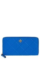 Women's Tory Burch Monroe Leather Continental Wallet - Blue