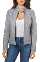 Women's Bagatelle Faux Leather Moto Jacket - Grey