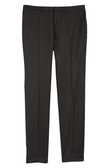 Men's Boss Wave Cyl Flat Front Solid Wool Trousers R - Black