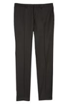Men's Boss Wave Cyl Flat Front Solid Wool Trousers R - Black