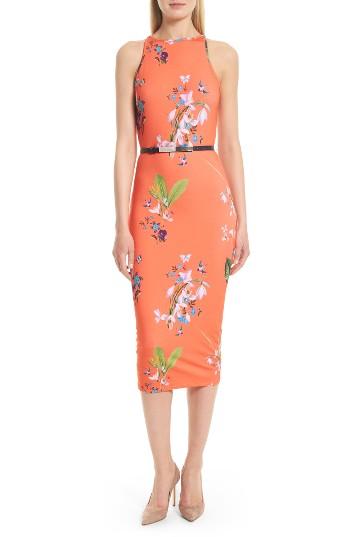 Women's Ted Baker London Joelia Tropical Oasis Body-con Dress - Red