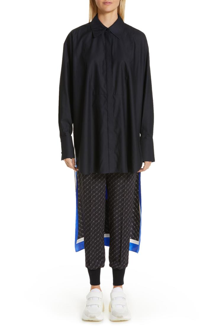 Women's Stella Mccartney Back Scarf Panel Silk Shirt Us / 36 It - Blue