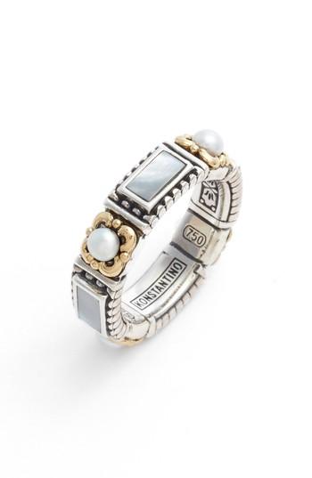 Women's Konstantino Etched Sterling Silver & Pearl Band Ring