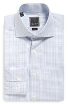Men's David Donahue Trim Fit Check Dress Shirt 34/35 - Blue
