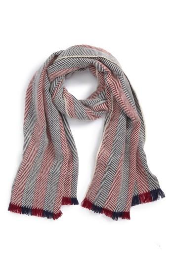 Women's Bp. Two Tone Herringbone Scarf, Size - Burgundy