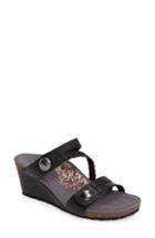Women's Aetrex Lydia Strappy Wedge Sandal -6.5us / 36eu - Black
