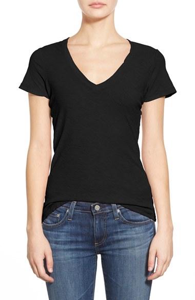 Women's James Perse Slub Cotton V-neck Tee - Beige