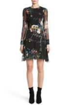 Women's Adam Lippes Floral Print Silk Minidress - Black