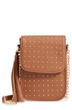 Amici Accessories Studded Faux Leather Phone Crossbody Bag - Brown