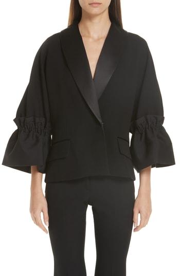 Women's Roksanda Zenitha Cinch Elbow Sleeve Tuxedo Jacket Us / 8 Uk - Black
