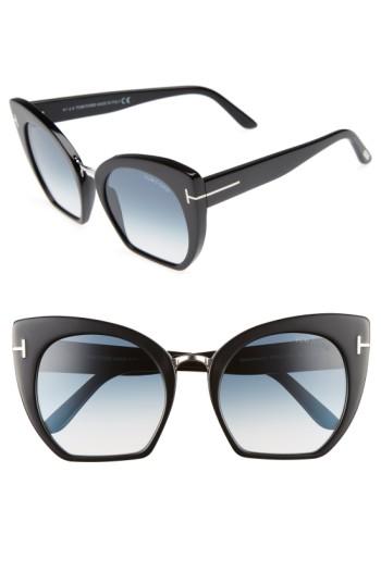 Women's Tom Ford Samantha 55mm Sunglasses - Shiny Black/ Gradient Blue
