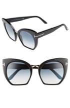 Women's Tom Ford Samantha 55mm Sunglasses - Shiny Black/ Gradient Blue