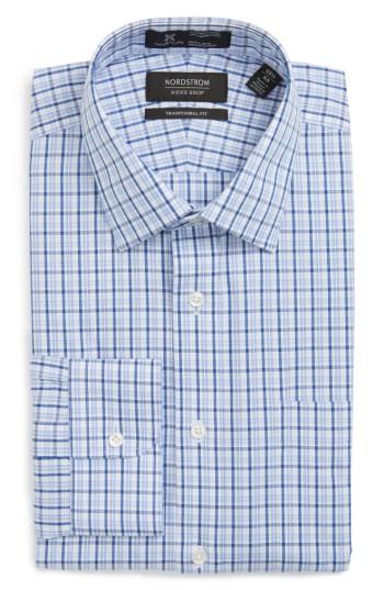 Men's Nordstrom Men's Shop Smartcare(tm) Traditional Fit Plaid Dress Shirt .5 X 32 - Blue