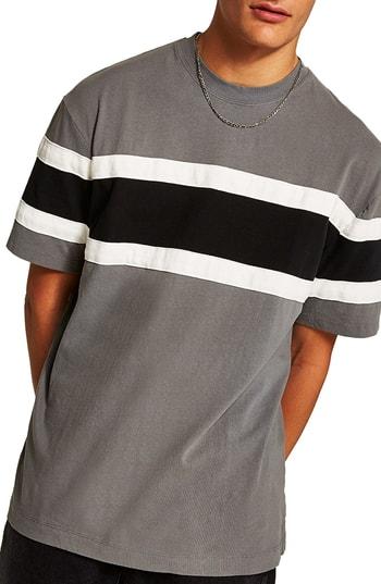 Men's Topman Oversize Colorblock T-shirt - Black