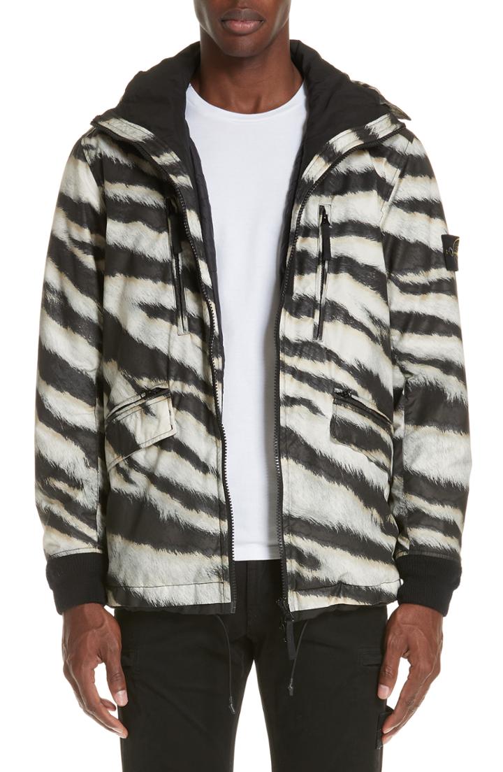 Men's Stone Island Zebra Print Hooded Jacket
