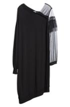 Women's Clu Mix Media Asymmetrical Hem Ruffle Dress - Black