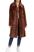 Women's Avec Les Filles Leopard Print Faux Fur Car Coat - Pink