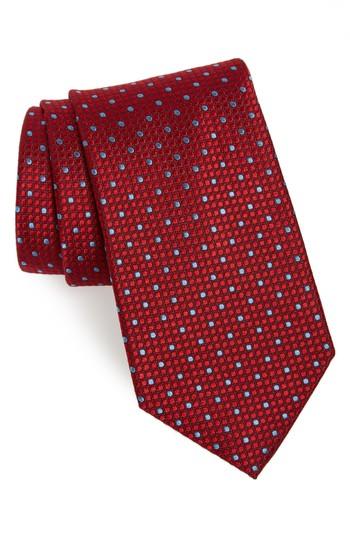 Men's Nordstrom Men's Shop Larrea Dot Silk Tie, Size - Red