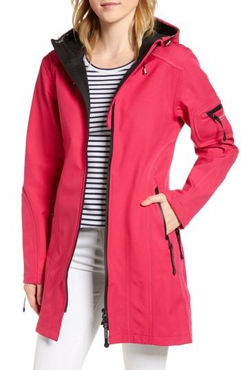 Women's Ilse Jacobsen Rain 7 Hooded Water Resistant Coat - Pink