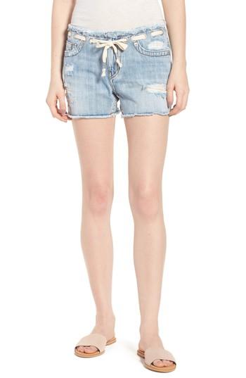 Women's True Religion Brand Jeans Fashion Distressed Denim Shorts - Blue